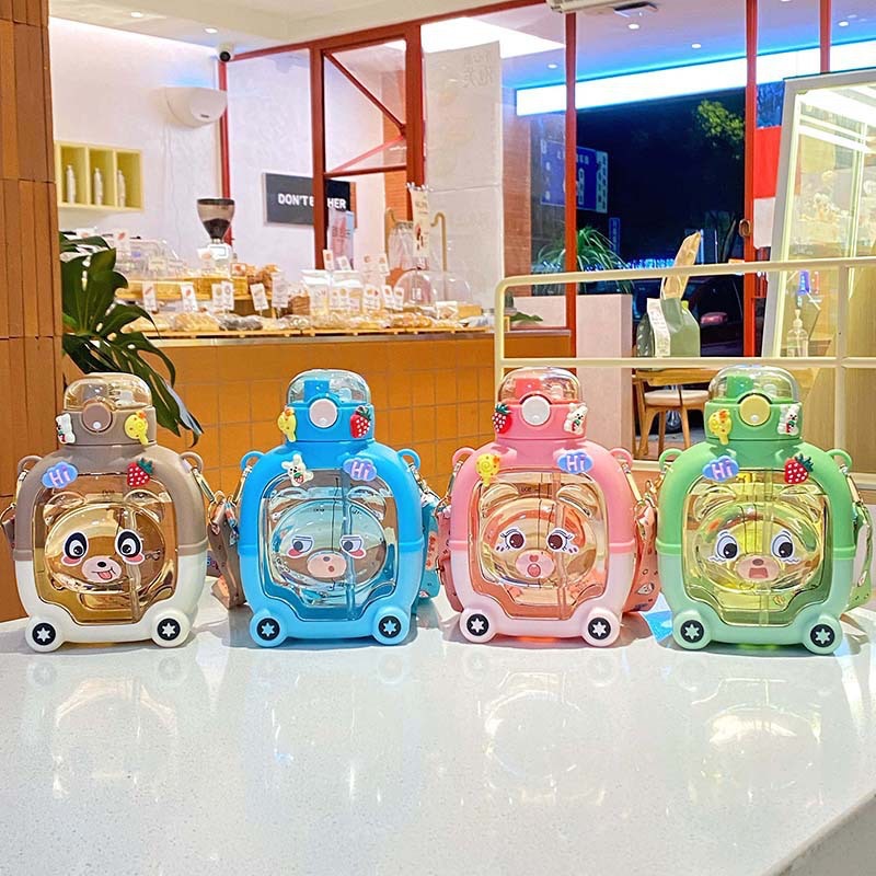 Cute Children's Cartoon Bear Straw Water Bottles 1000ml Panda Plastic Water Bottle BPA Free Cute Children's Cartoon Bear Straw Water Bottles 1000ml Panda Plastic Water Bottle BPA Free