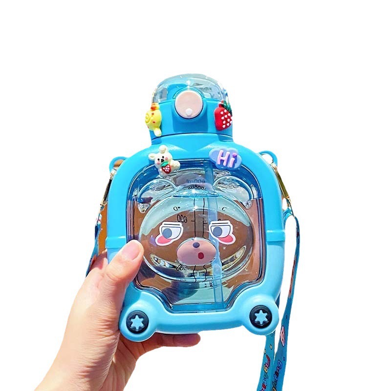 Cute Children's Cartoon Bear Straw Water Bottles 1000ml Panda Plastic Water Bottle BPA Free Cute Children's Cartoon Bear Straw Water Bottles 1000ml Panda Plastic Water Bottle BPA Free