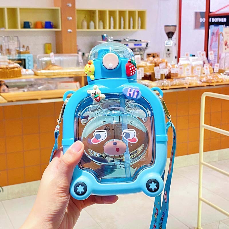 Cute Children's Cartoon Bear Straw Water Bottles 1000ml Panda Plastic Water Bottle BPA Free Cute Children's Cartoon Bear Straw Water Bottles 1000ml Panda Plastic Water Bottle BPA Free
