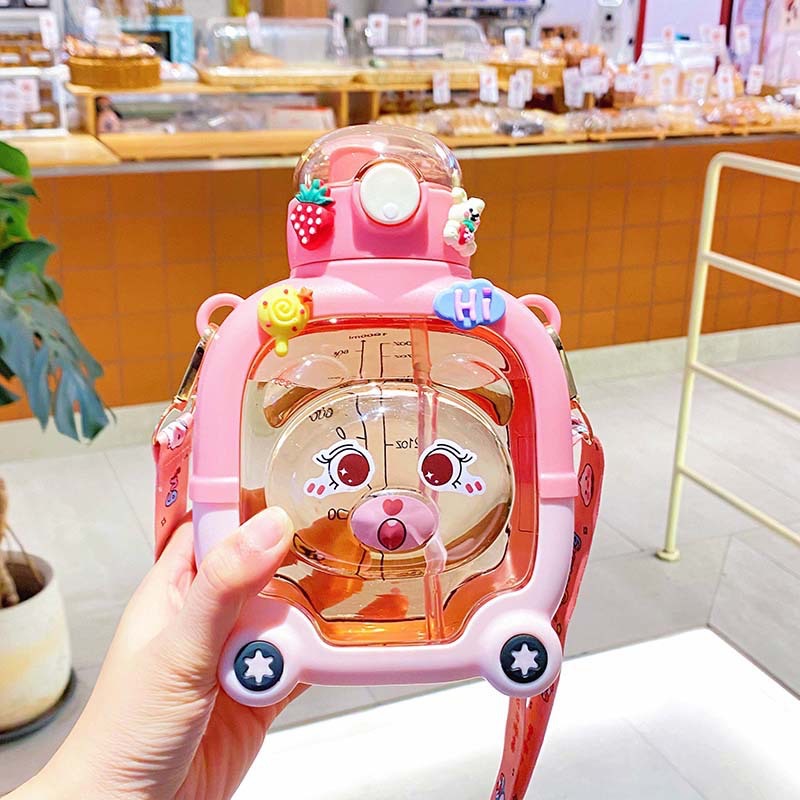Cute Children's Cartoon Bear Straw Water Bottles 1000ml Panda Plastic Water Bottle BPA Free Cute Children's Cartoon Bear Straw Water Bottles 1000ml Panda Plastic Water Bottle BPA Free