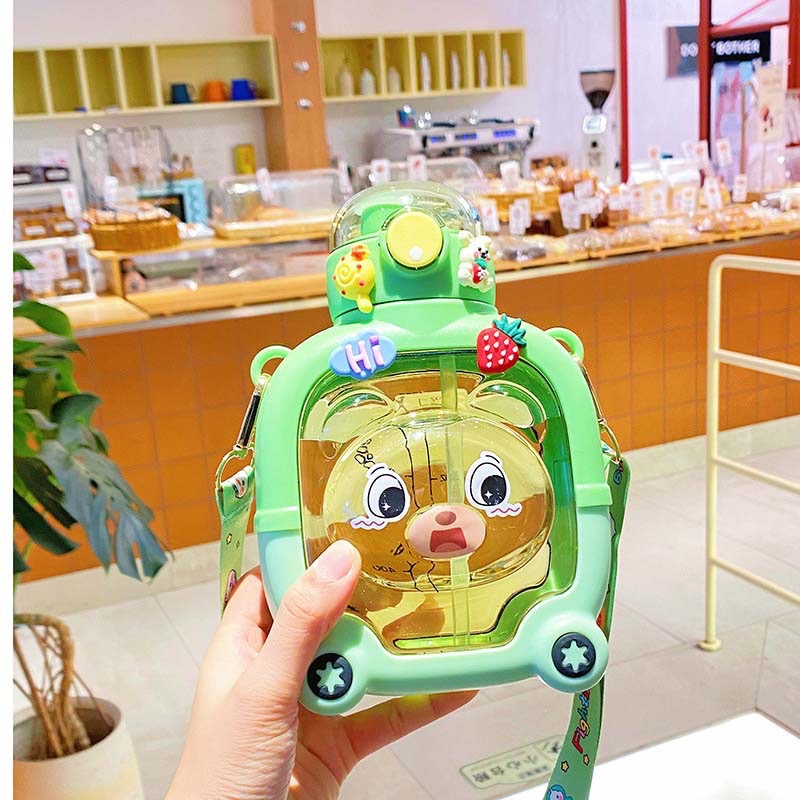 Cute Children's Cartoon Bear Straw Water Bottles 1000ml Panda Plastic Water Bottle BPA Free Cute Children's Cartoon Bear Straw Water Bottles 1000ml Panda Plastic Water Bottle BPA Free