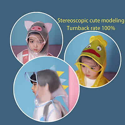 Custom Transparent EVA Hood Raincoat Waterproof Cartoon Printed Outdoor Hiking Custom Transparent EVA Hood Raincoat Waterproof Cartoon Printed Outdoor Hiking